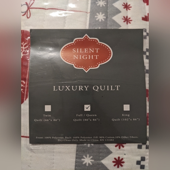 Silent Night Full Queen Luxury Christmas Quilt Red And White Fair Isle Festive - Picture 3 of 7
